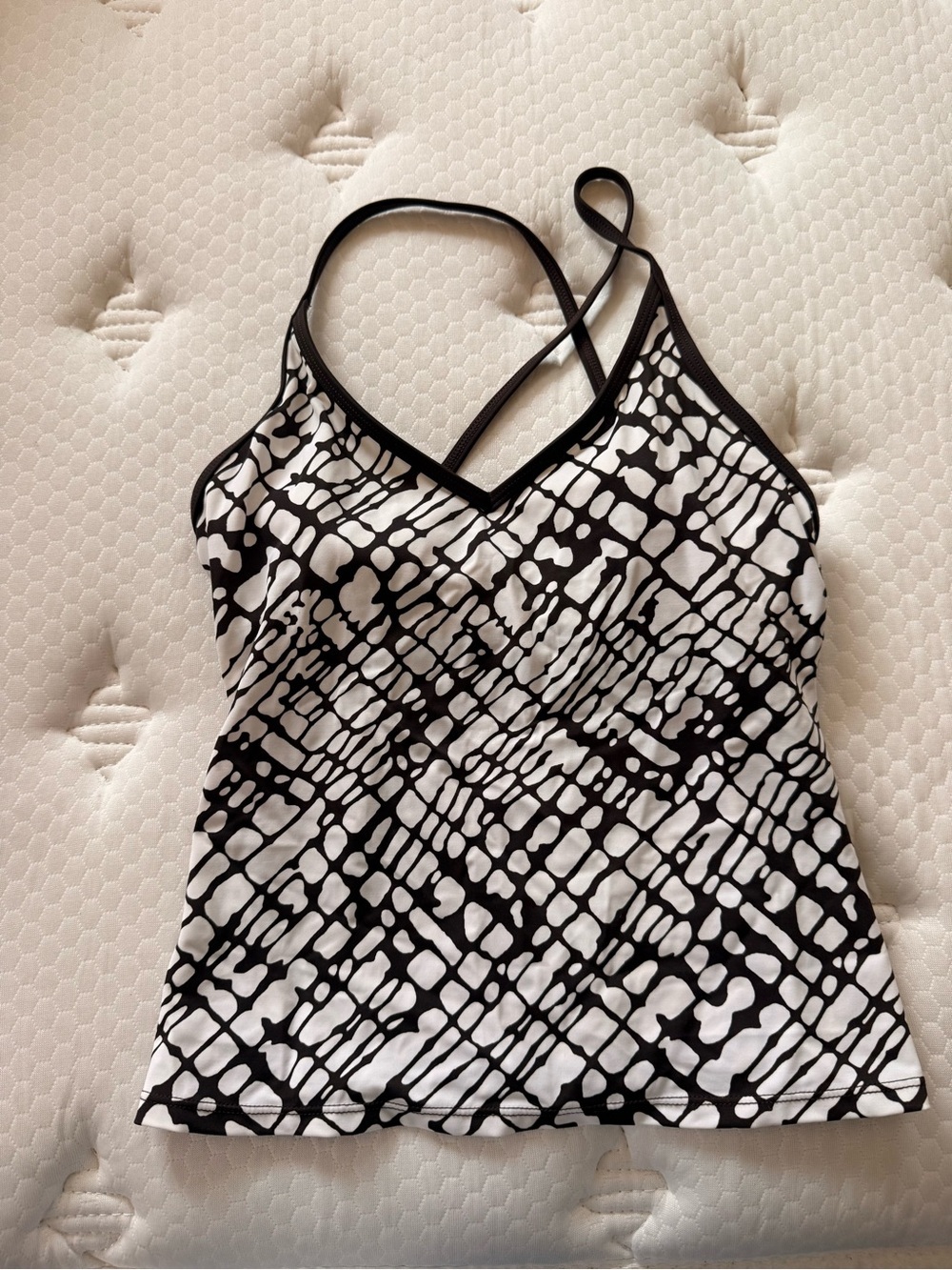 Jantzen Dark Brown and white Printed Swim Top size 6